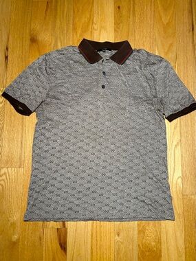 Gucci GG Supreme Silver Brown Polo 🔥